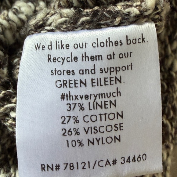 Eileen Fisher Marled Linen Blend Boxy Sweater | Brown & White | Size S - Picture 3 of 4